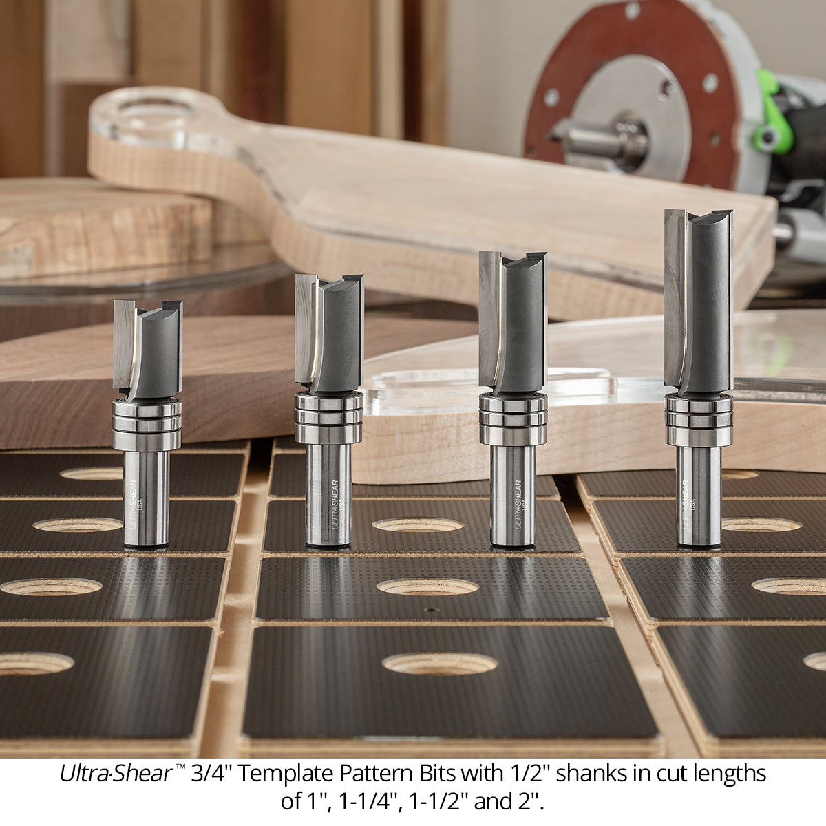 Template Pattern Router Bits - Carbide Tipped - 1/2 Shank - 3/4 Diameter - 2 Flute