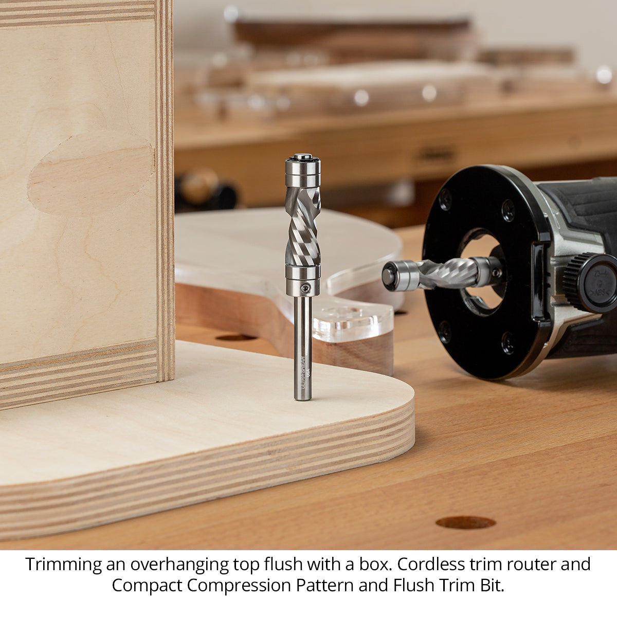 Compact Compression Combination Pattern & Flush Trim Router Bit - 1/4 Shank - Solid Carbide