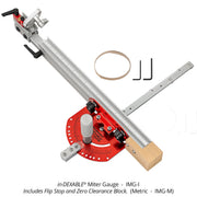 in-DEXABLE Miter Gauge - Inch - Includes Flip Stop and Zero Clearance Block - OPEN BOX