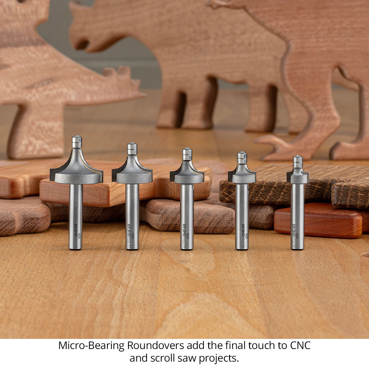 Micro Bearing Roundover Router Bits - 3/16 Bearing - 1/4 Shank - Carbide Tipped
