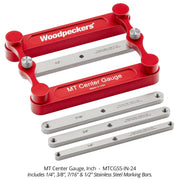 MT CENTER GAUGE SS – INCH Includes Center Gauge and 1/4",  3/8", 7/16" and 1/2" stainless steel marking bars - OPEN BOX