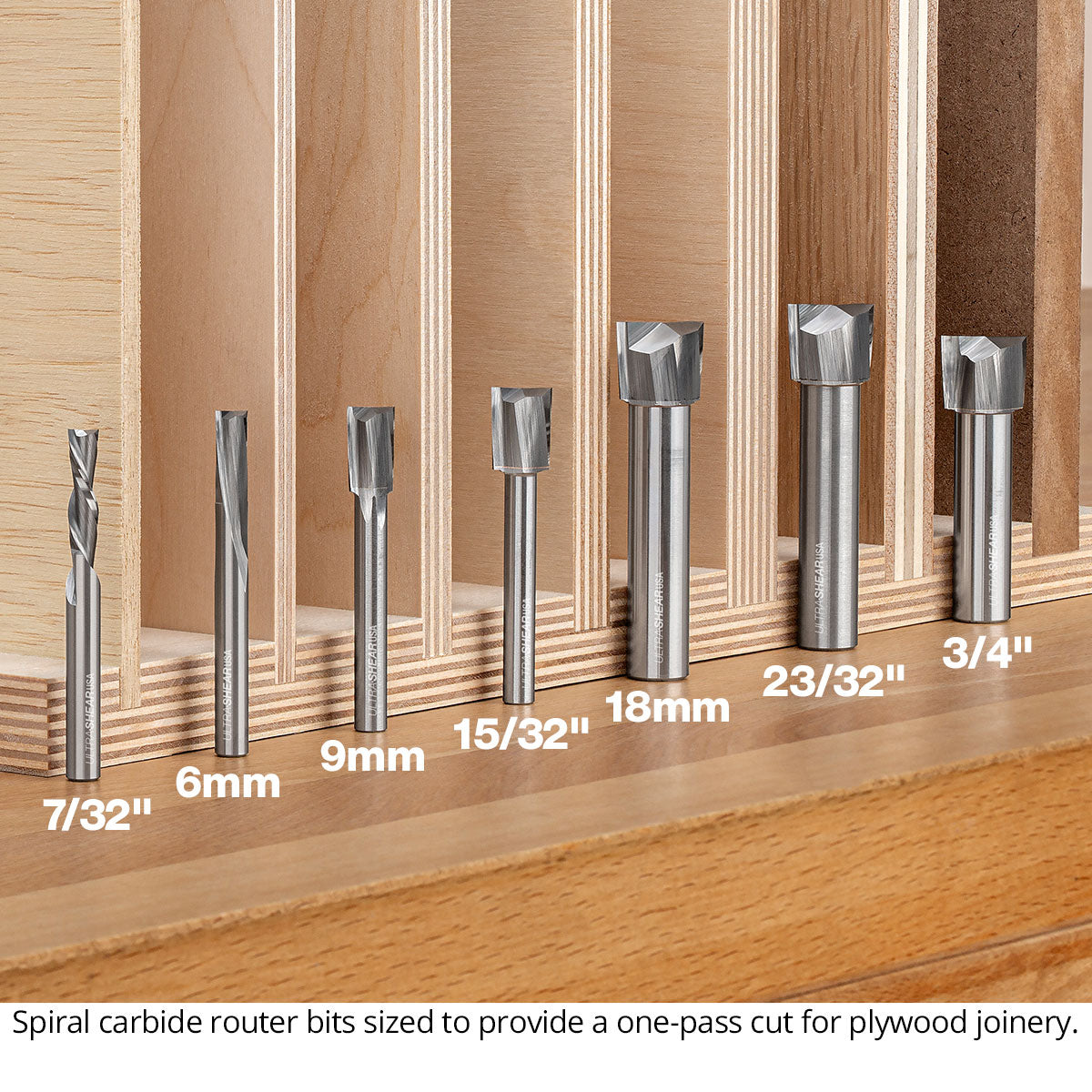Plywood Sized Router Bits - Super C Solid Carbide - Undersized