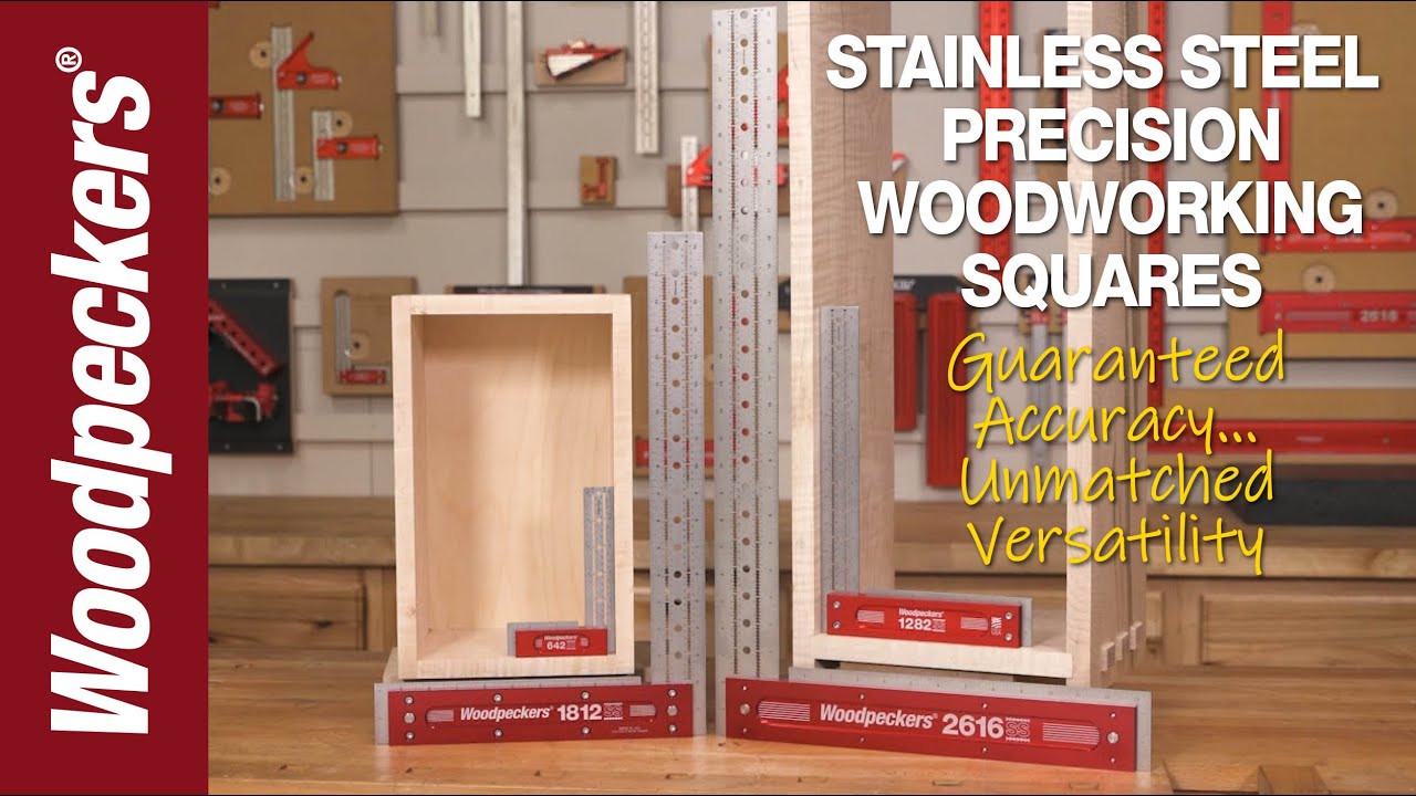 Load video: Woodpeckers Stainless Steel Precision Woodworking Squares Video