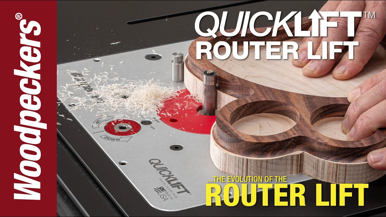 Load video: woodpeckers quicklift router lift video