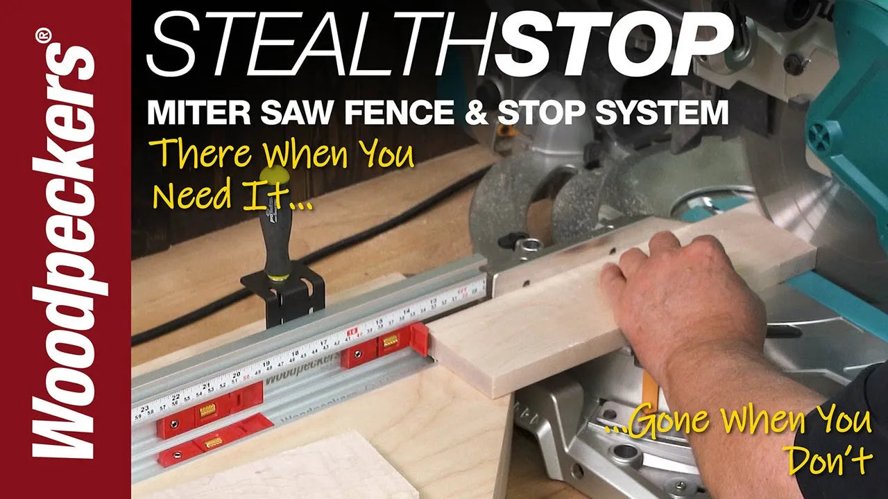 Load video: woodpeckers stealthstop miter saw fence system video