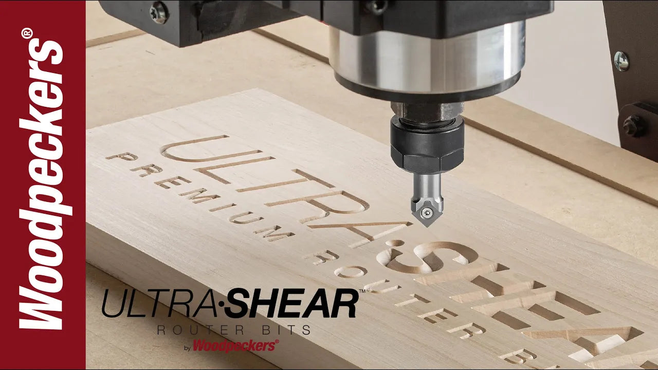 Load video: Ultra-Shear Carbide Insert V-Groove Router Bit Video
