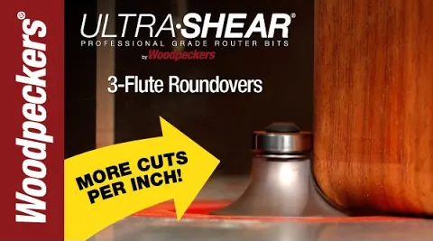 Load video: Ultra-Shear Carbide Tipped 3-Flute Roundover Router Bits Video