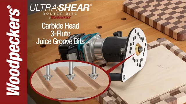 Ultra-Shear Juice Groove Router Bits - 3 Flute Carbide Head Video