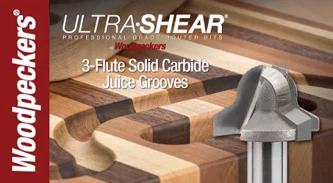 Load video: Ultra-Shear Juice Groove Router Bits - 3 Flute Carbide Tipped Video