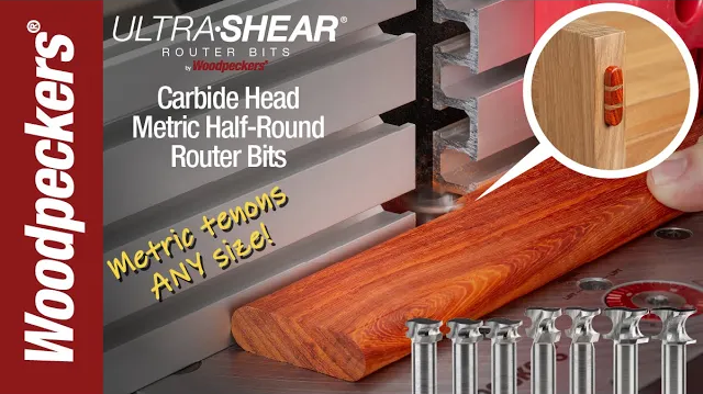 Load video: Ultra-Shear Metric Half Round Router Bits for Domino Tenons Video
