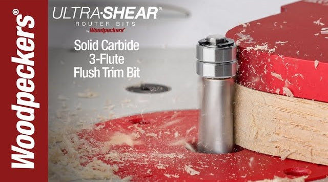 Ultra-Shear Solid Carbide 1/2 Diameter 3-Flute Spiral Flush Trim Router Bits Video