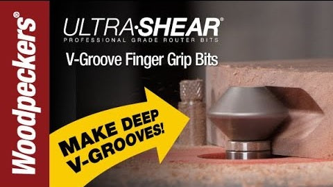 Load video: Ultra-Shear V-Groove Finger Grip Groove Router Bit Video