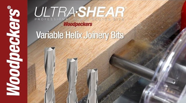 Load video: Ultra-Shear Variable Helix Joinery Router Bits Video