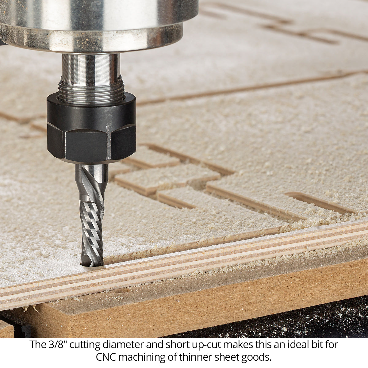 Mortising Compression CNC Router Bits - Short Up-Cut Design - Solid Carbide