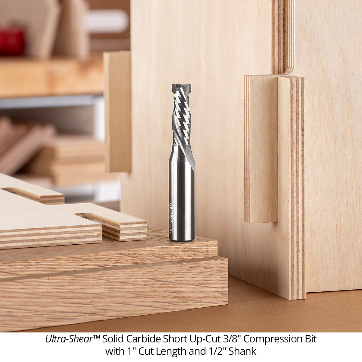 Mortising Compression CNC Router Bits - Short Up-Cut Design - Solid Carbide