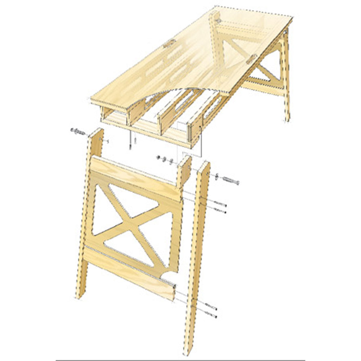 Woodsmith Folding Worktable Printed Standard Plan & Premium Shop Drawings