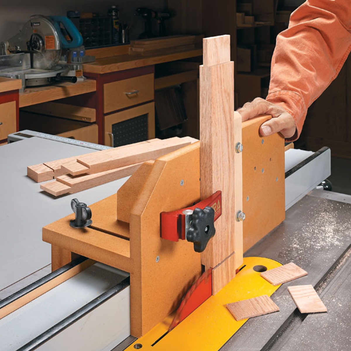 Woodsmith Adjustable Tenon Jig Standard Plan & Premium Shop Drawings