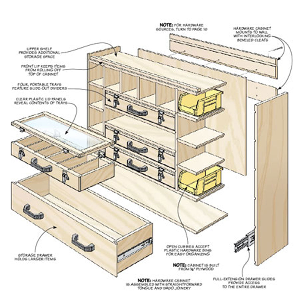 Woodsmith Hardware Cabinet Printed Standard Plan & Premium Shop Drawings
