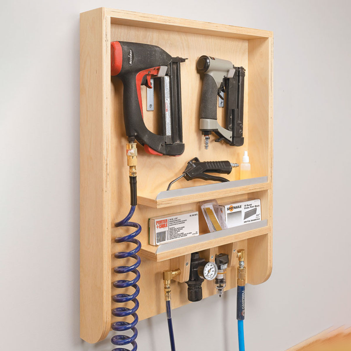 Woodsmith Wall-Mounted Air Tool Cabinet Standard Plan & Premium Shop Drawings