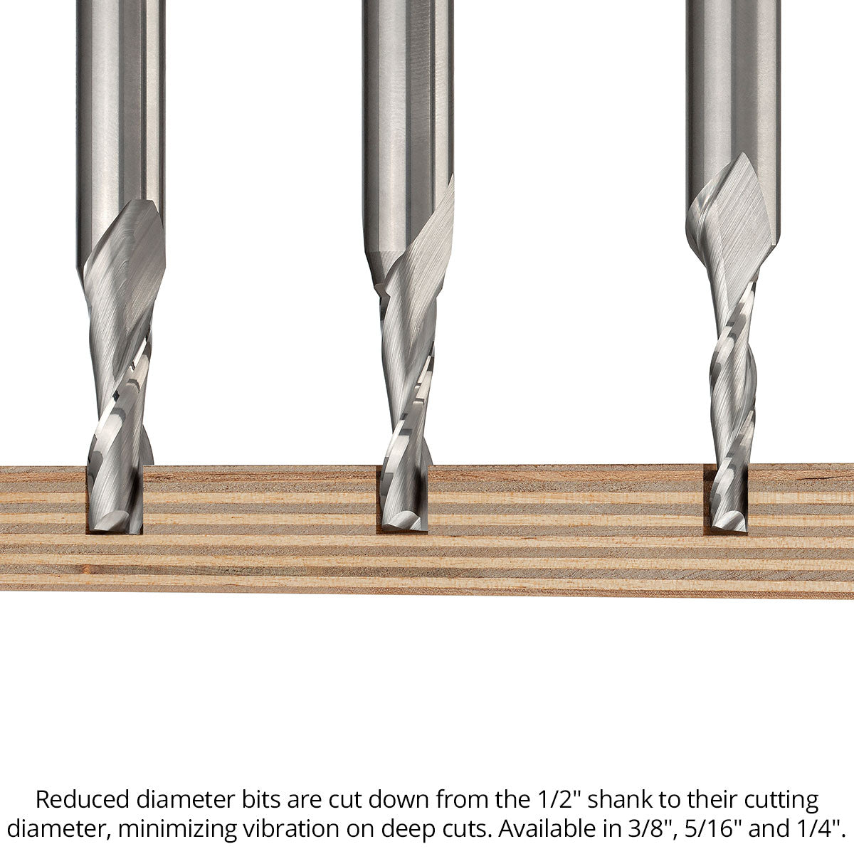 Spiral CNC Router Bits - Solid Carbide - 1/2 Shank - 2 Flute