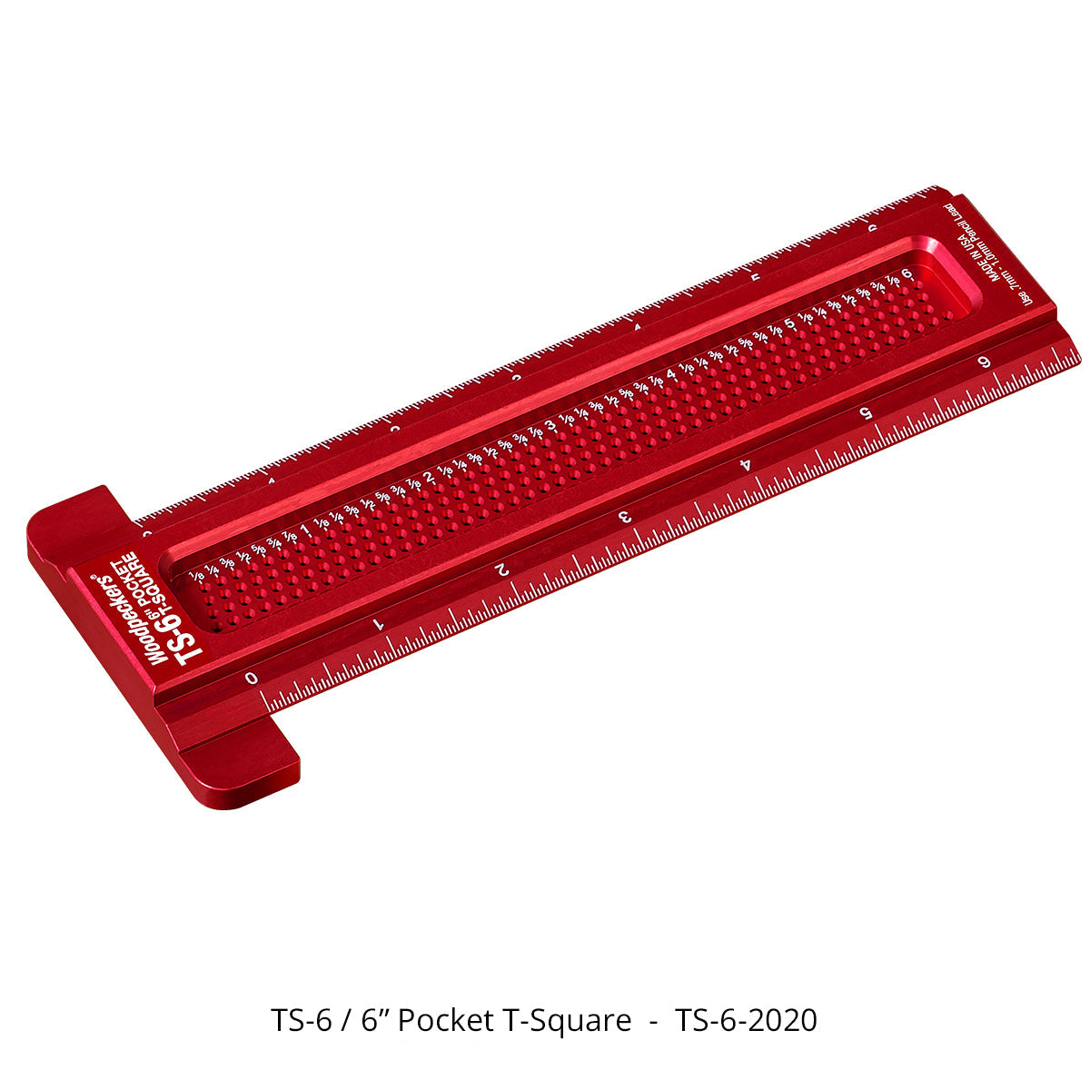 Red pocket T-square tool on a white background
