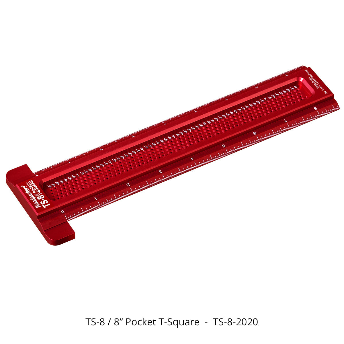 Red pocket T-square ruler on a white background
