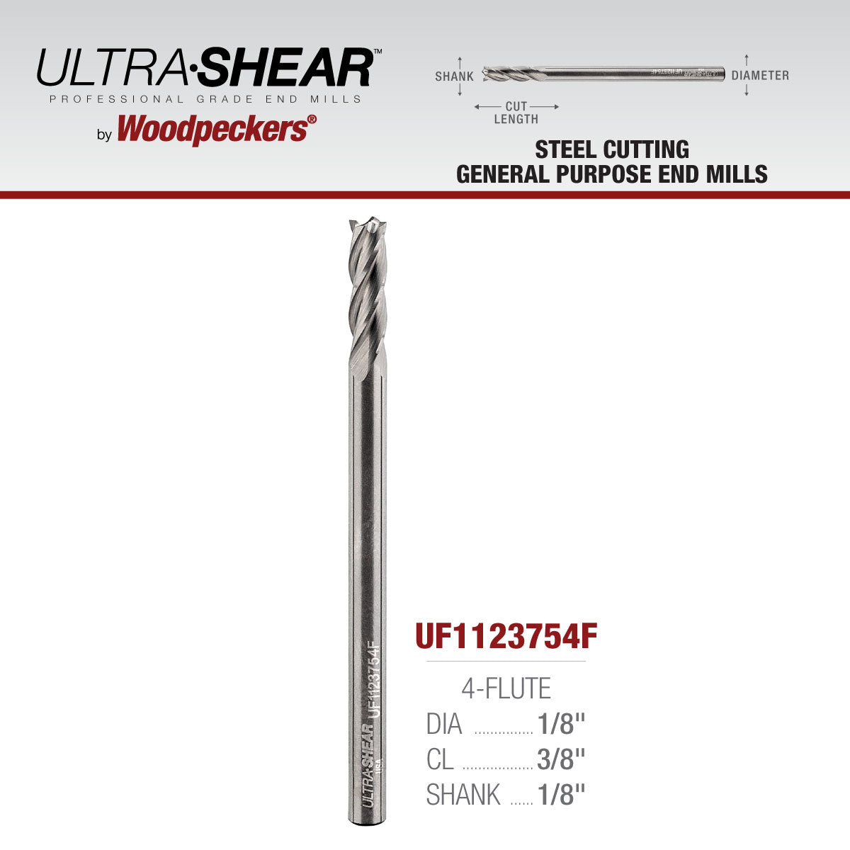 Steel Cutting General Purpose End Mills - Solid Carbide - 4 Flute - Square End