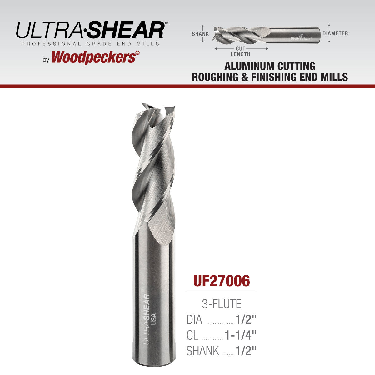 Aluminum Cutting Roughing and Finishing End Mills - Solid Carbide - 3 Flute