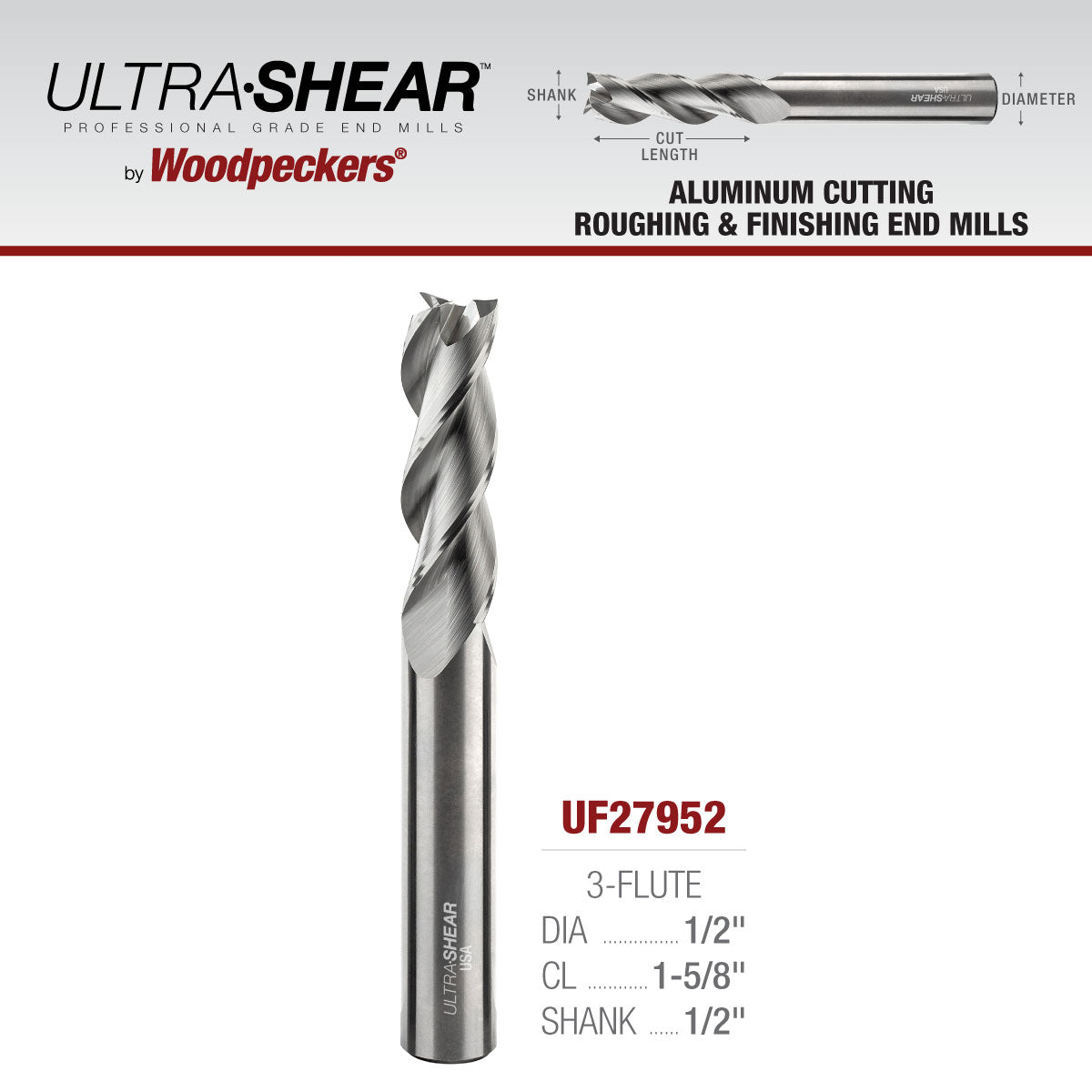 Aluminum Cutting Roughing and Finishing End Mills - Solid Carbide - 3 Flute