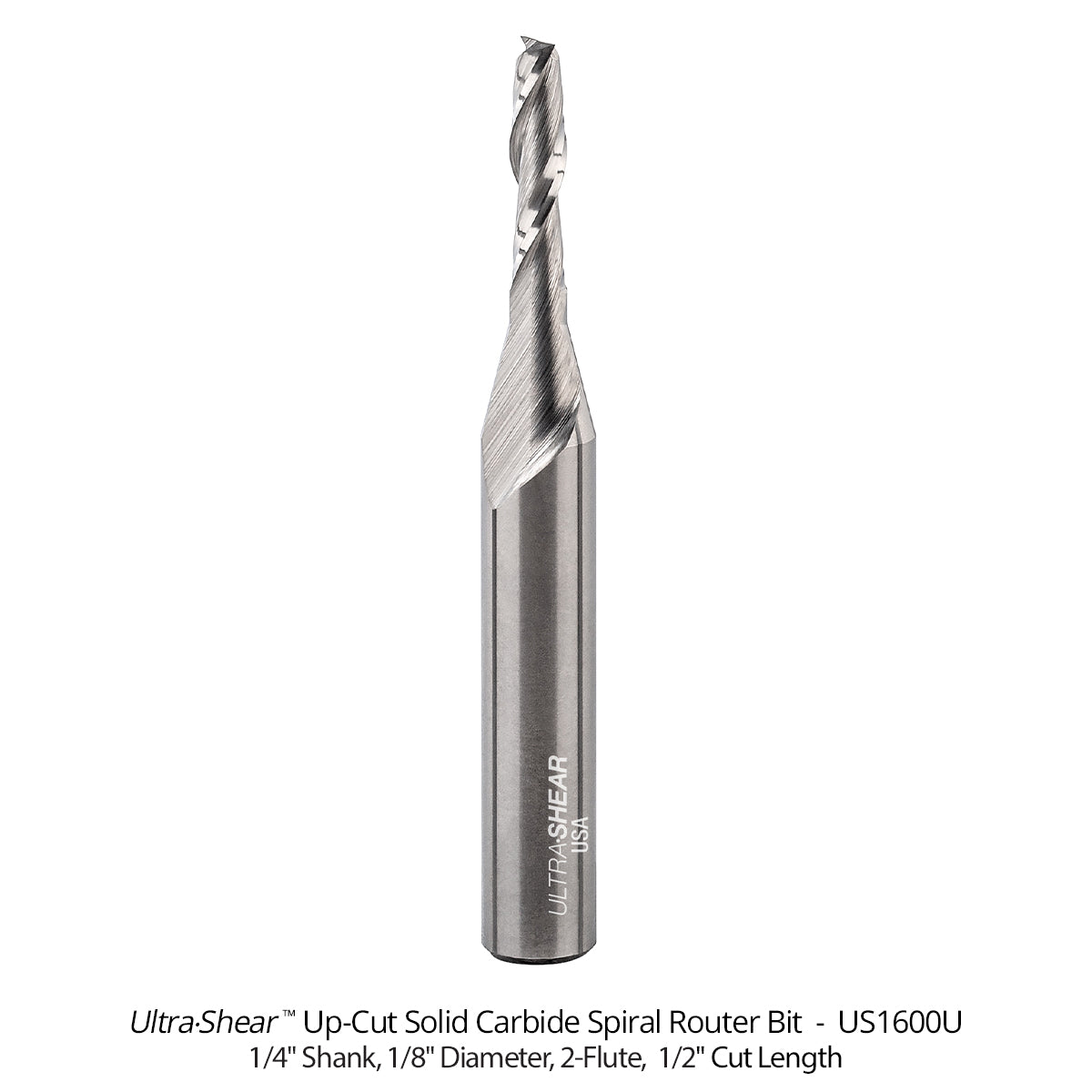 Reduced Diameter Spiral CNC Router Bits - Solid Carbide - 1/4 Shank - 2 Flute