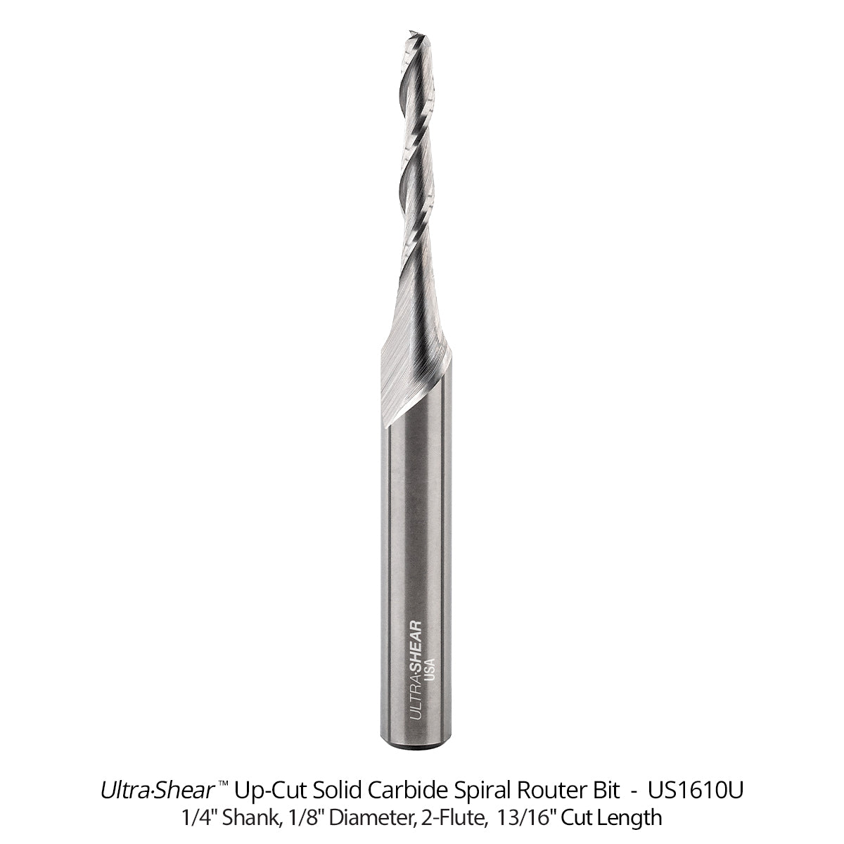 Reduced Diameter Spiral CNC Router Bits - Solid Carbide - 1/4 Shank - 2 Flute