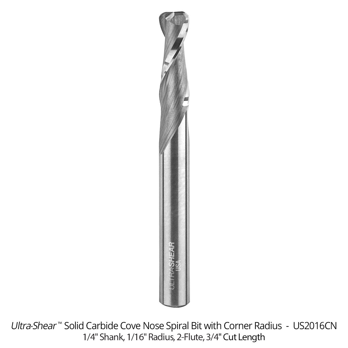 Cove Nose Spiral CNC Router Bits with Corner Radius