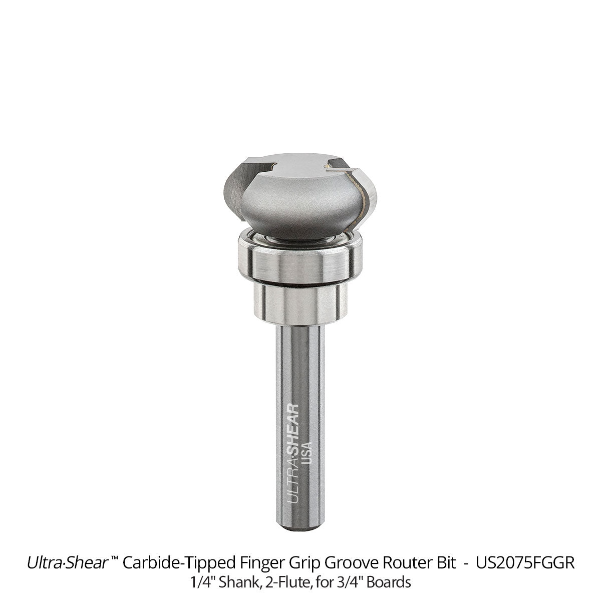 Finger Grip Groove Router Bits - Round Profile - Carbide Tipped - 2-Flute