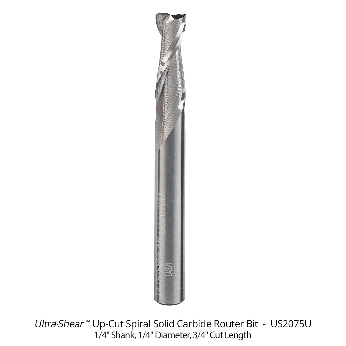 Spiral CNC Router Bits - Solid Carbide - 1/4 Shank - 2 Flute