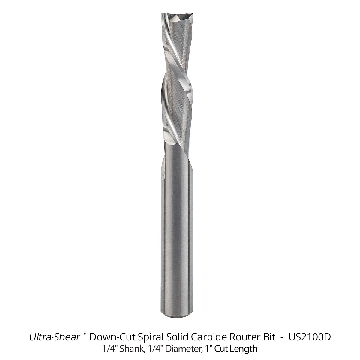 Spiral CNC Router Bits - Solid Carbide - 1/4 Shank - 2 Flute