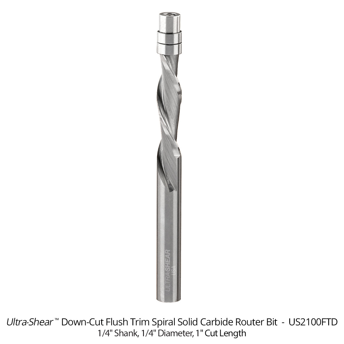 Flush Trim Router Bits - Solid Carbide - 1/4 Diameter - 2 Flute