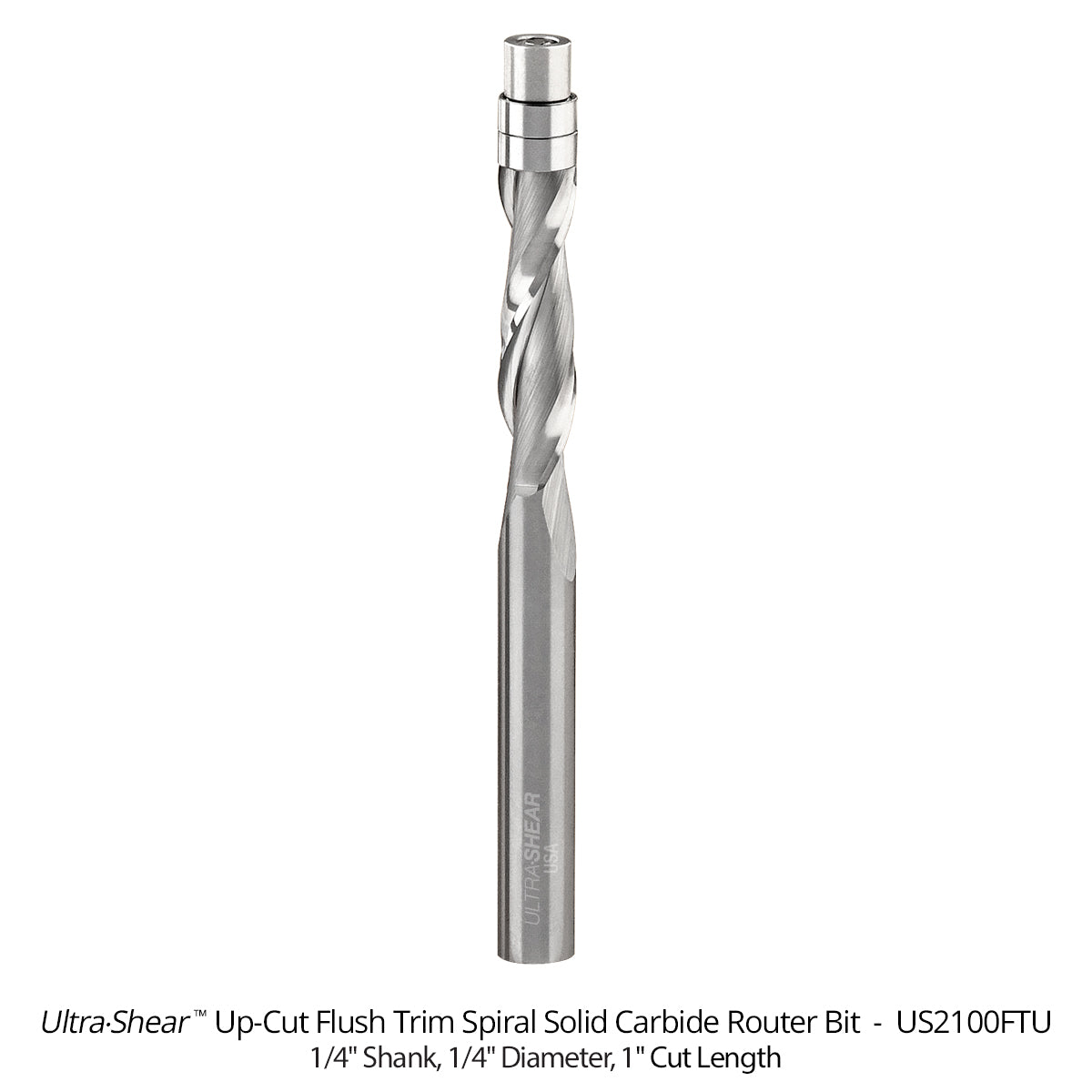 Flush Trim Router Bits - Solid Carbide - 1/4 Diameter - 2 Flute