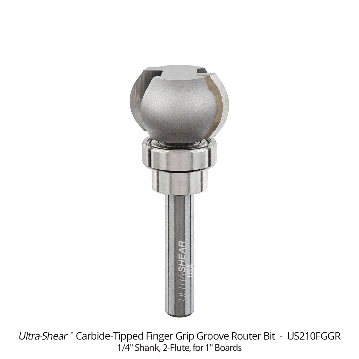 Finger Grip Groove Router Bits - Round Profile - Carbide Tipped - 2-Flute
