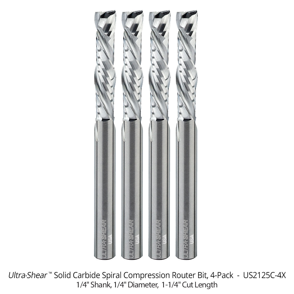 Compression Router Bits - 1/4 Shank - Solid Carbide