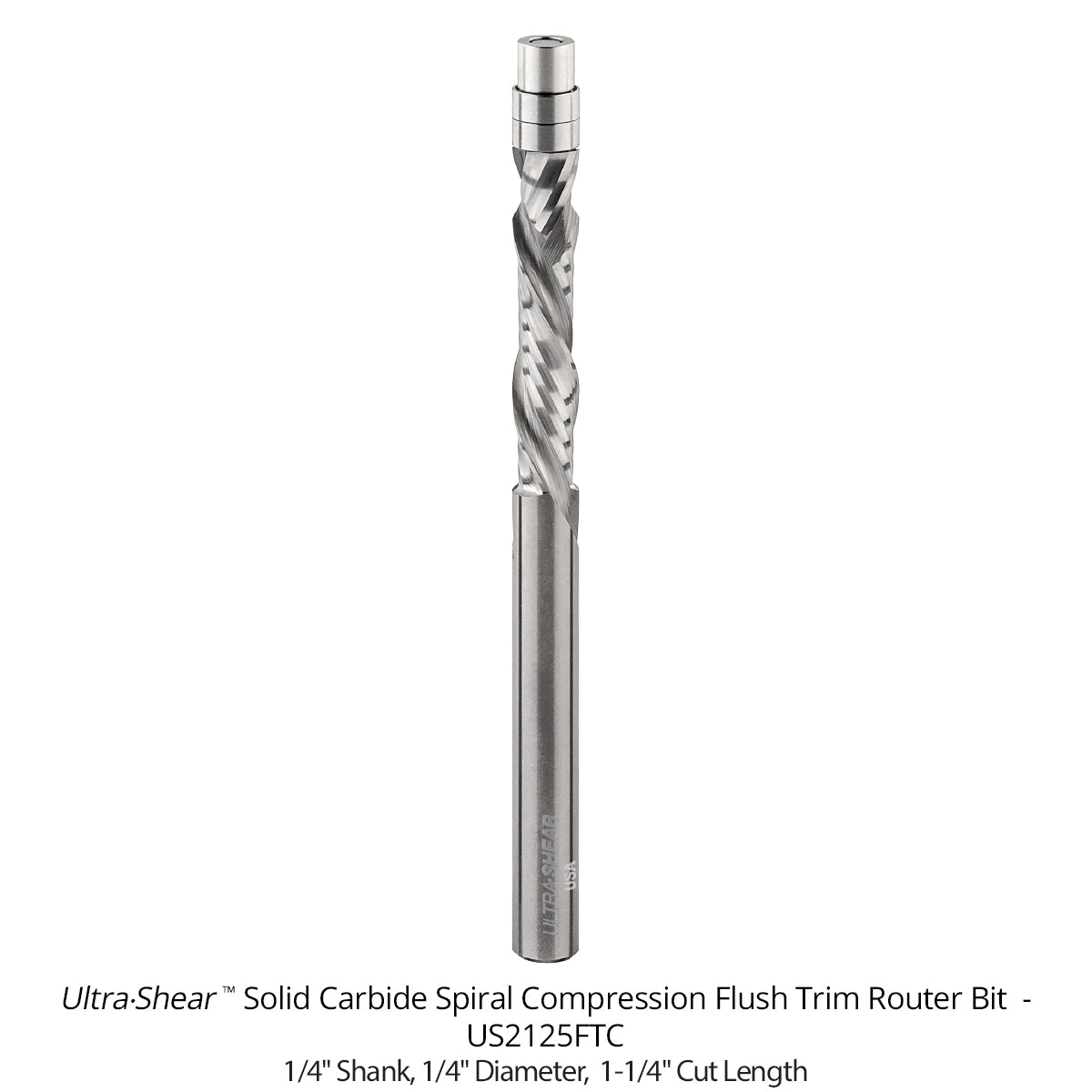 Compression Flush Trim Router Bits - 1/4 Shank - Solid Carbide