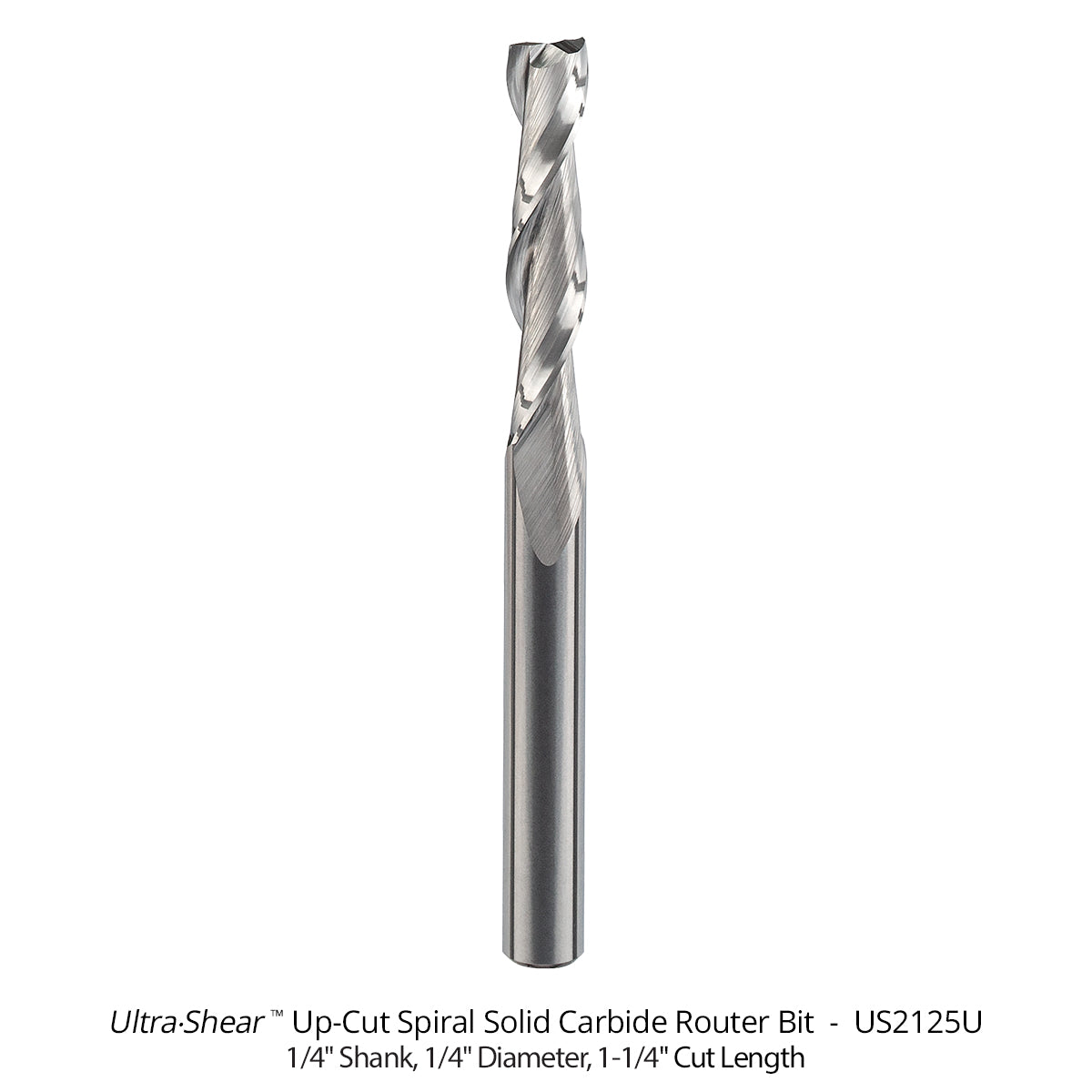Spiral CNC Router Bits - Solid Carbide - 1/4 Shank - 2 Flute