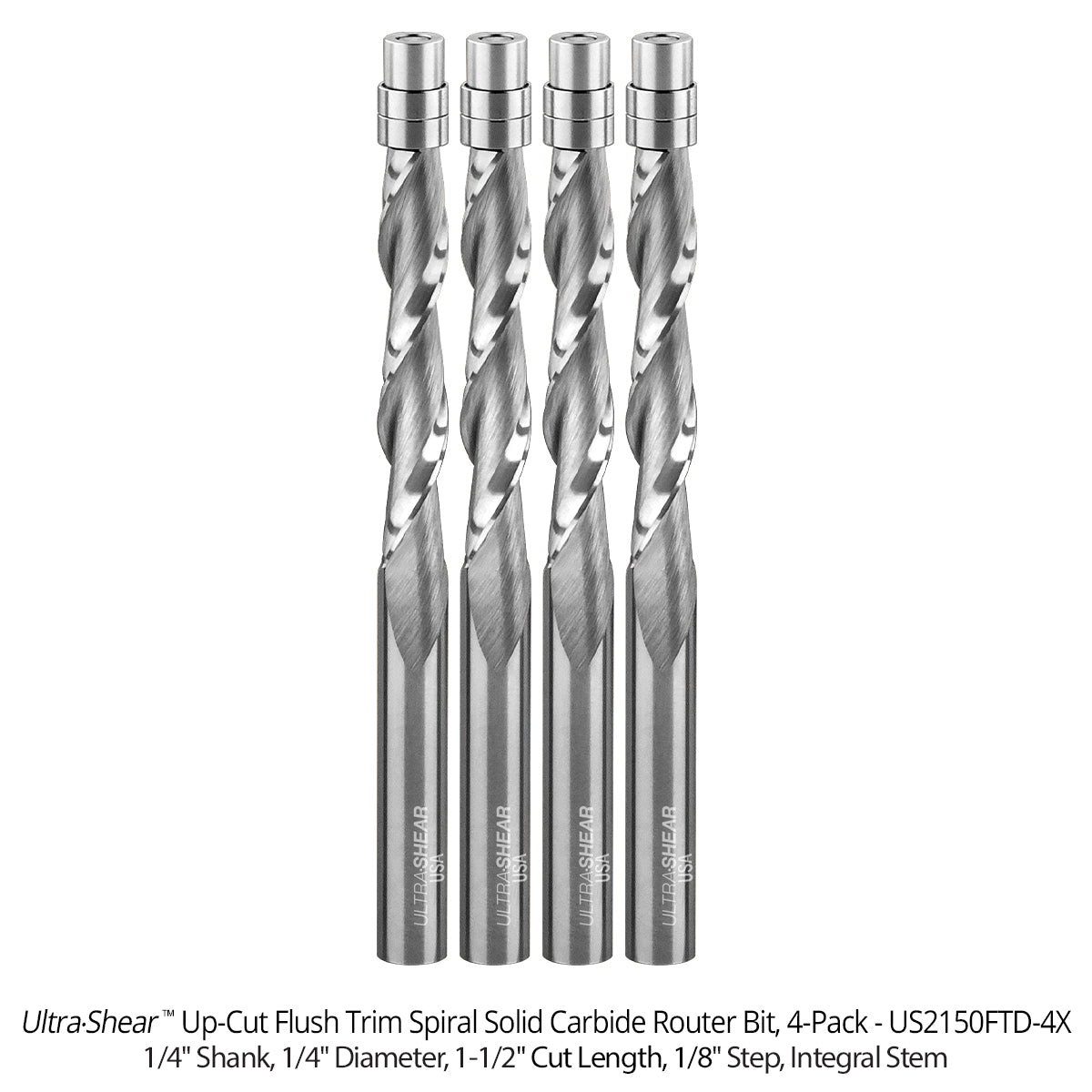 Flush Trim Router Bits - Solid Carbide - 1/4 Diameter - 2 Flute