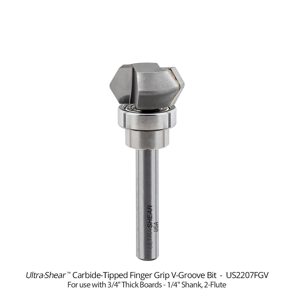 Finger Grip Groover Router Bits - V Groove Profile - Carbide Tipped - 2 Flute