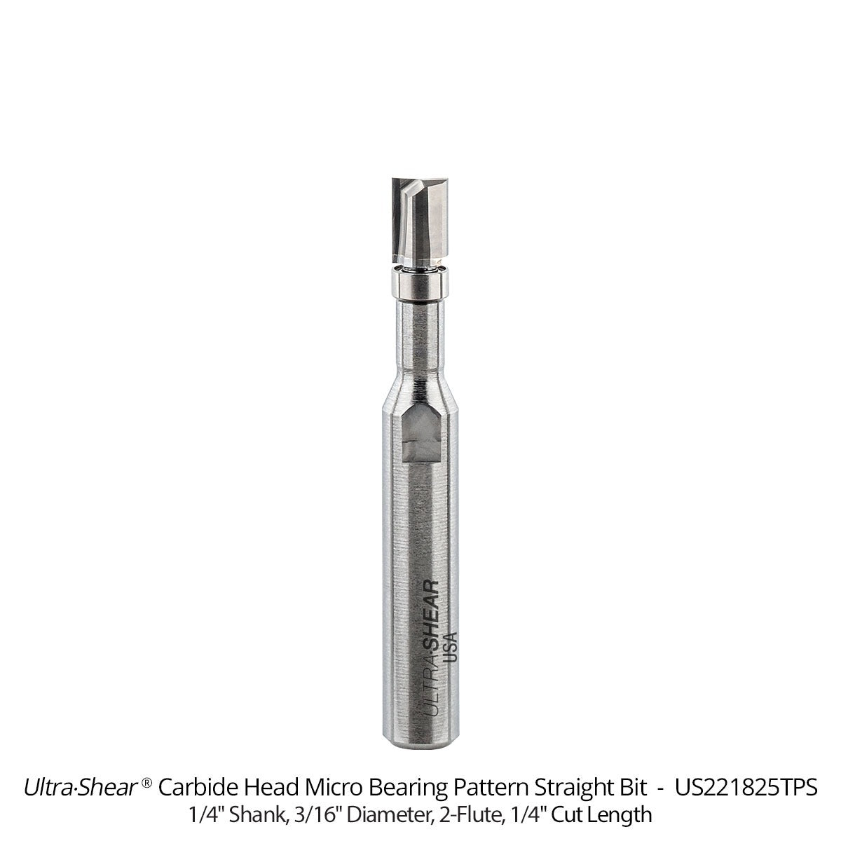 Micro Bearing Pattern Router Bits - Straight or Spiral - 1/4 Shank - Carbide Head