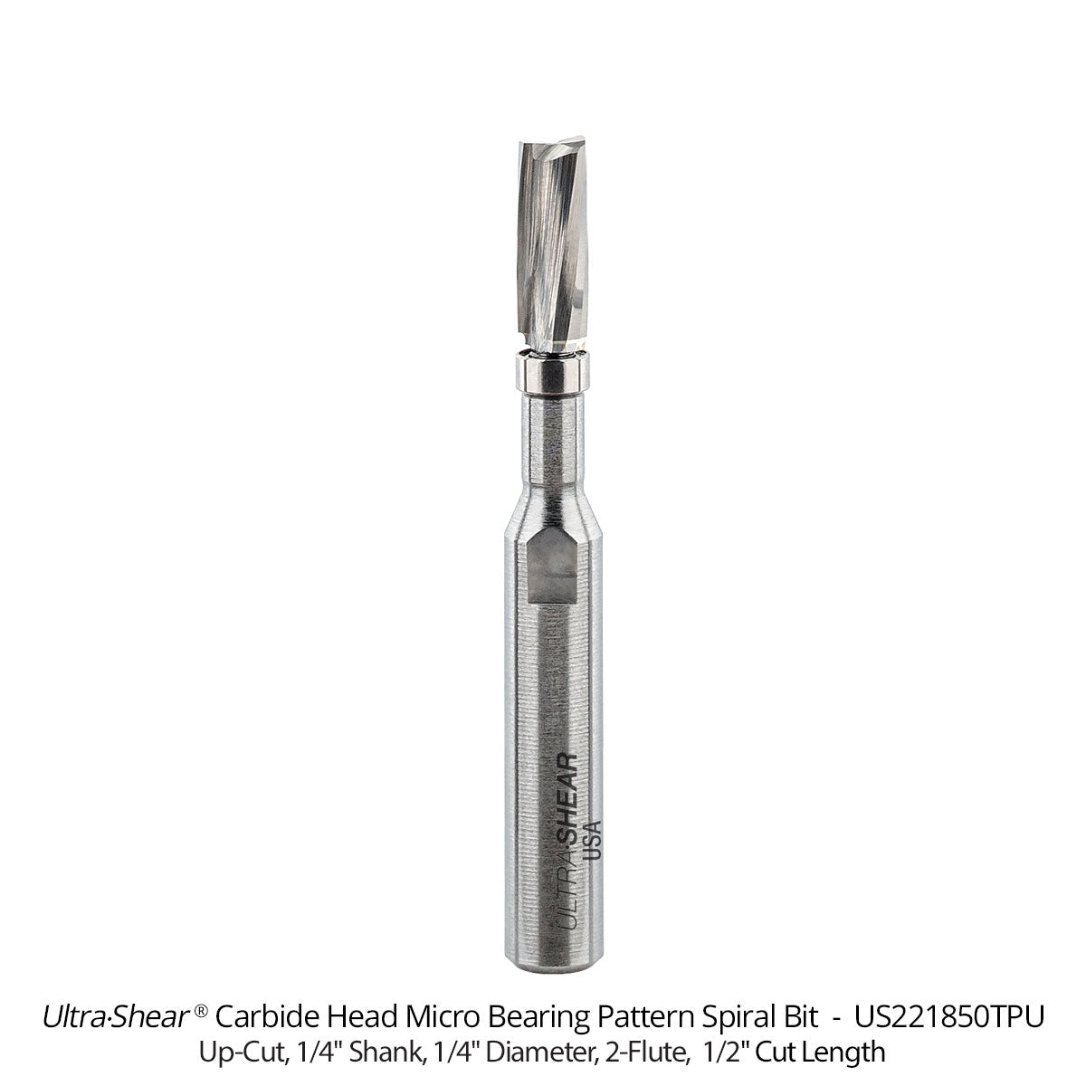 Micro Bearing Pattern Router Bits - Straight or Spiral - 1/4 Shank - Carbide Head