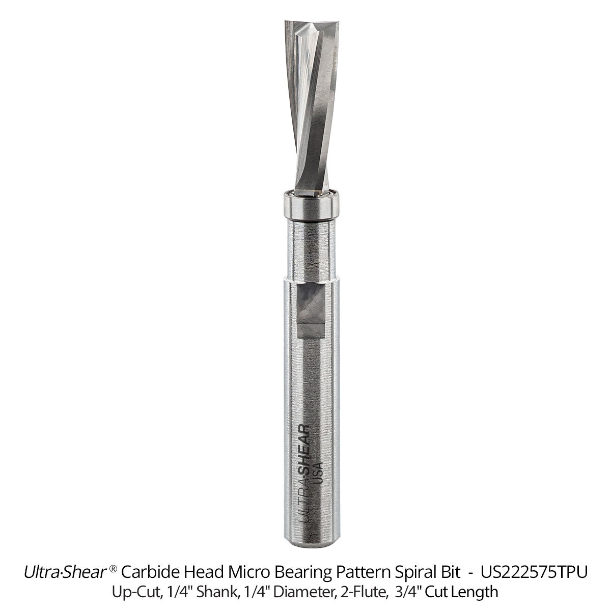 Micro Bearing Pattern Router Bits - Straight or Spiral - 1/4 Shank - Carbide Head