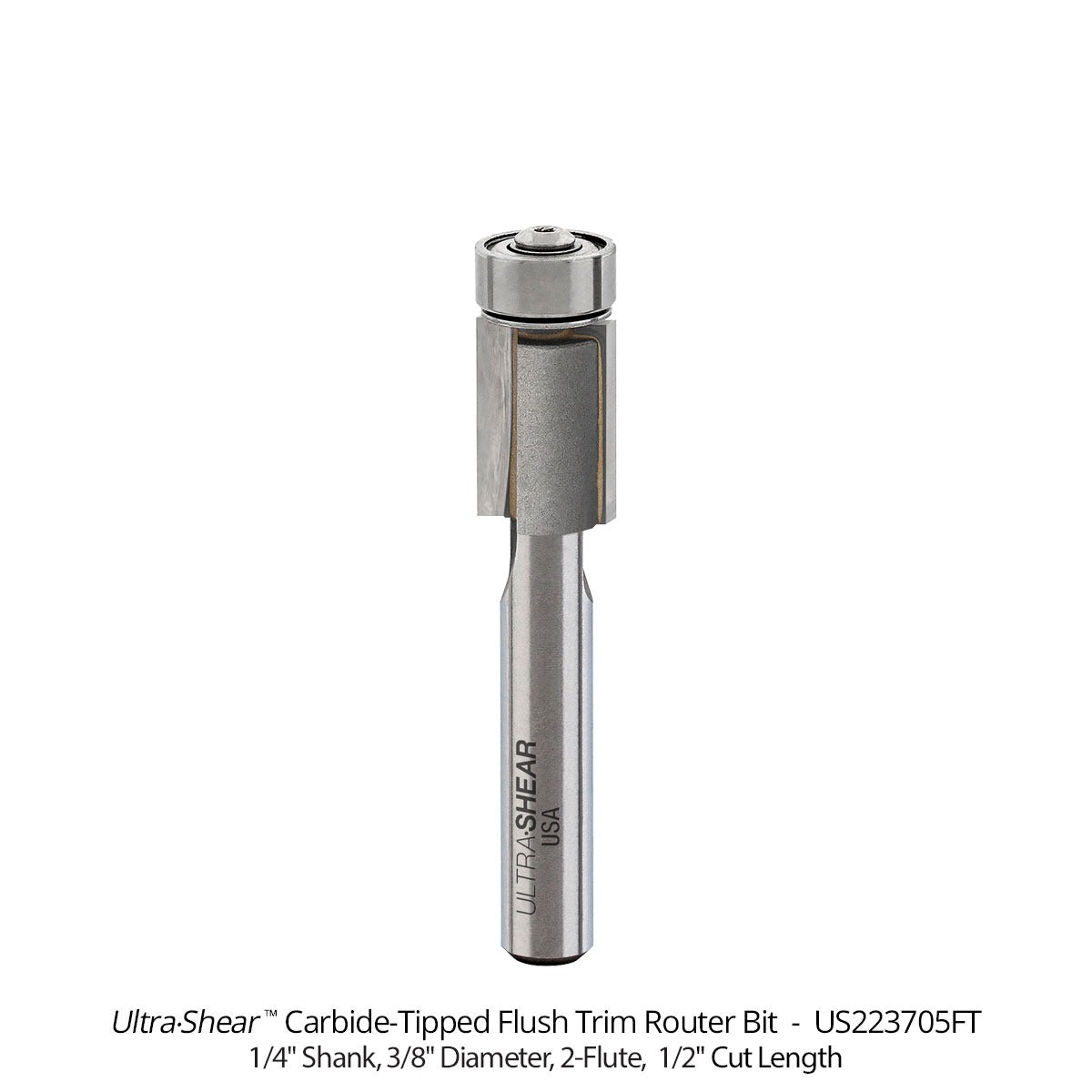 Flush Trim Router Bits - Carbide Tipped - 3/8 Diameter