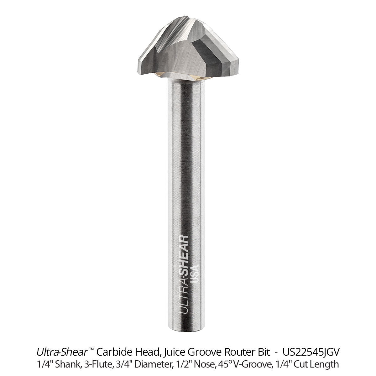 Juice Groove Router Bits - Round Nose - Carbide Head - 3-Flute