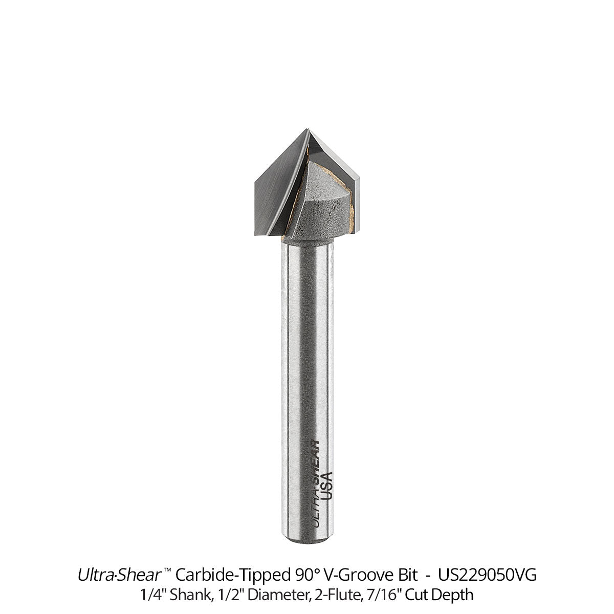 V-Groove CNC Router Bits - Carbide Tipped - 2 Flute