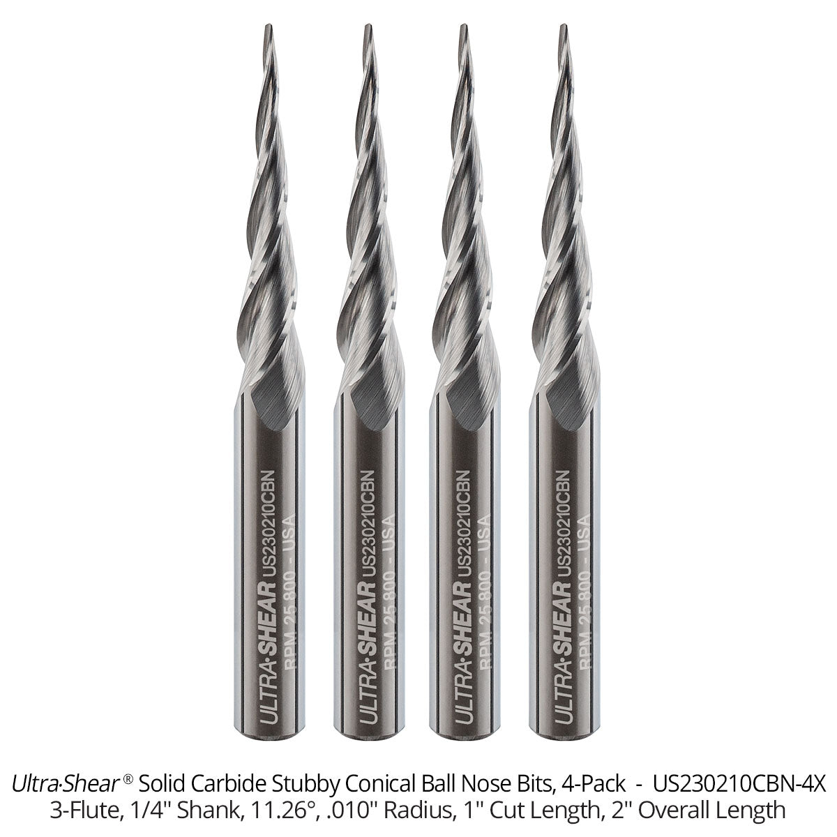 Solid Carbide Stubby Ball Nose CNC Router Bits
